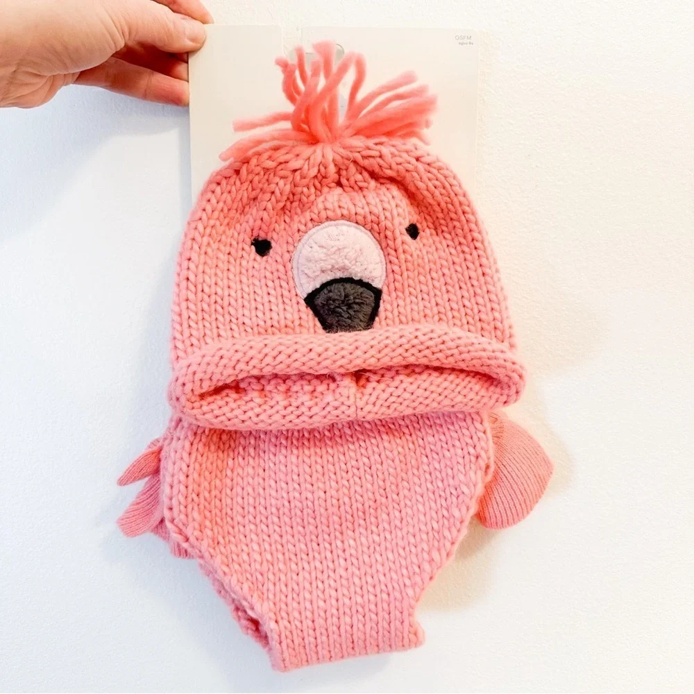 NEW Cloud Island Flamingo Sweater Knit Hat Diaper cover Pink Newborn Photo Shoot